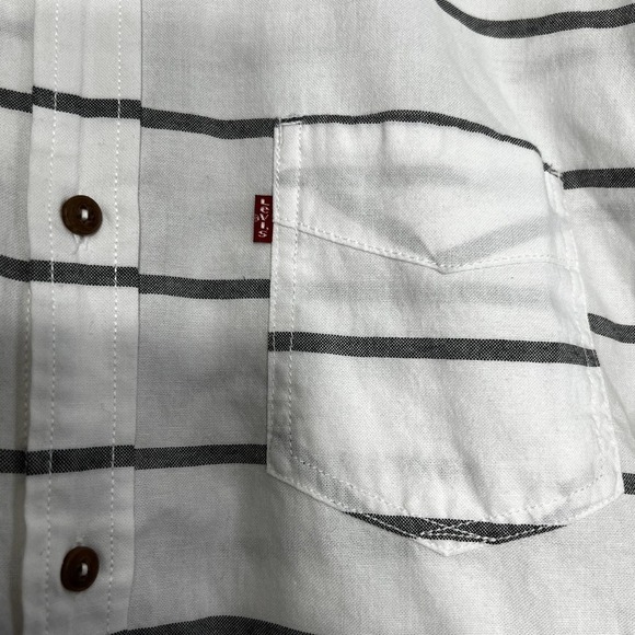Levi's Botton Down Short Sleeve Medium White/Gray - Picture 4 of 8